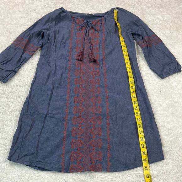 C Denim embroidered boho dress, small - Picture 4 of 8